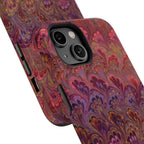 Red, Burgundy, Lavender Italian Peacock Feather Design Phone Case