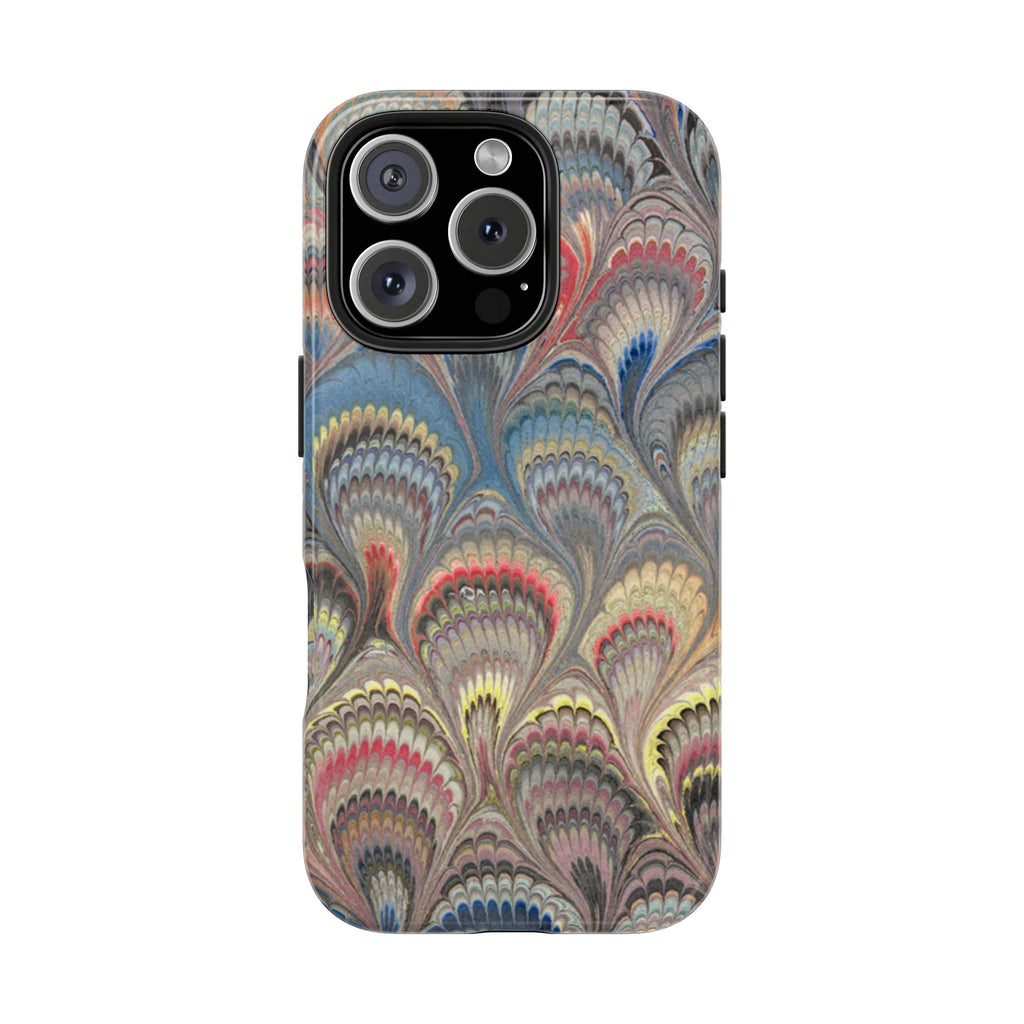 Marbled Peacock Feather Tough Phone Case — Durable Artistic Pattern Protective Cover