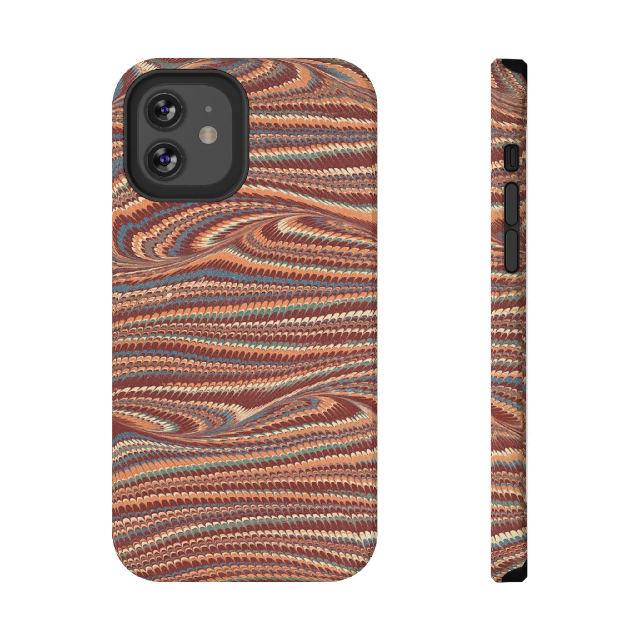 Neutrals Burgundy, Beige, Rust Hues Italian Vintage Marble Design Phone Case for Apple + Samsung