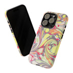 Yellow and Pink Swirl Marbled Italian Phone Case - Dual Layer - Matte or Glossy