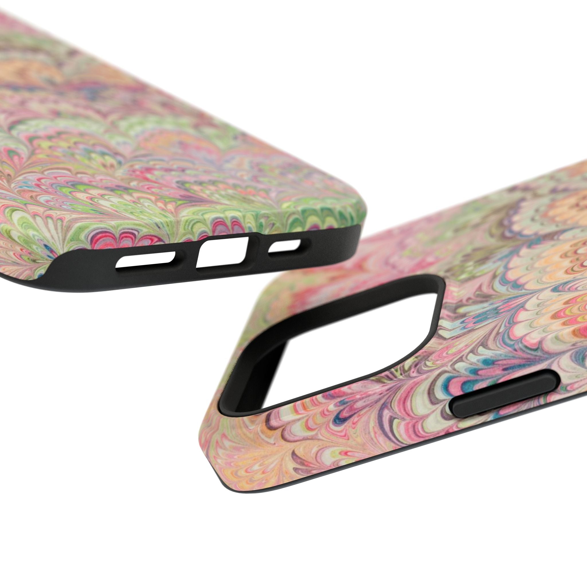 Marbled Pastel Pink and Green Impact-Resistant Phone Case for Apple + Samsung