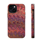 Mag Safe Marble iPhone Case - Red, Burgundy, Lavender & Gold Impact-Resistant