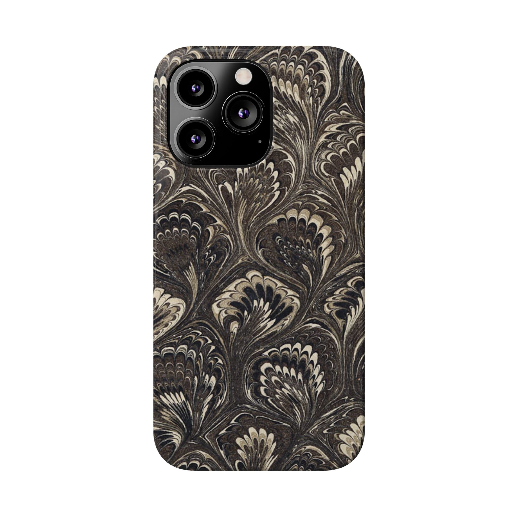 Black Italian Marble Design Slim iPhone 17 + all models Phone Cases