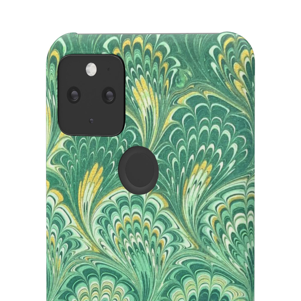 Marbled Feather Green Swirl - Single Layer Slim Phone Case