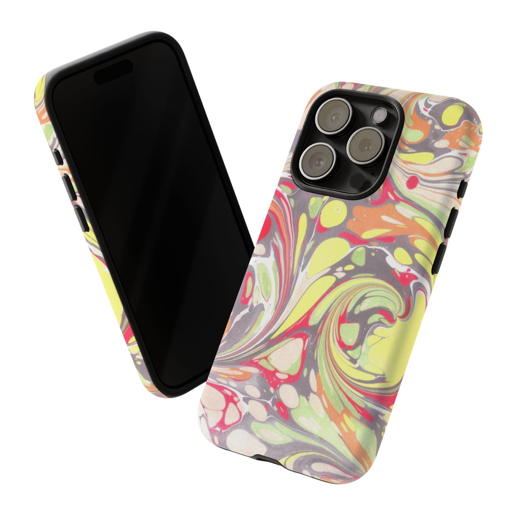 Yellow and Pink Swirl Marbled Italian Phone Case - Dual Layer - Matte or Glossy