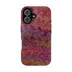 Red, Burgundy, Lavender Italian Peacock Feather Design Phone Case