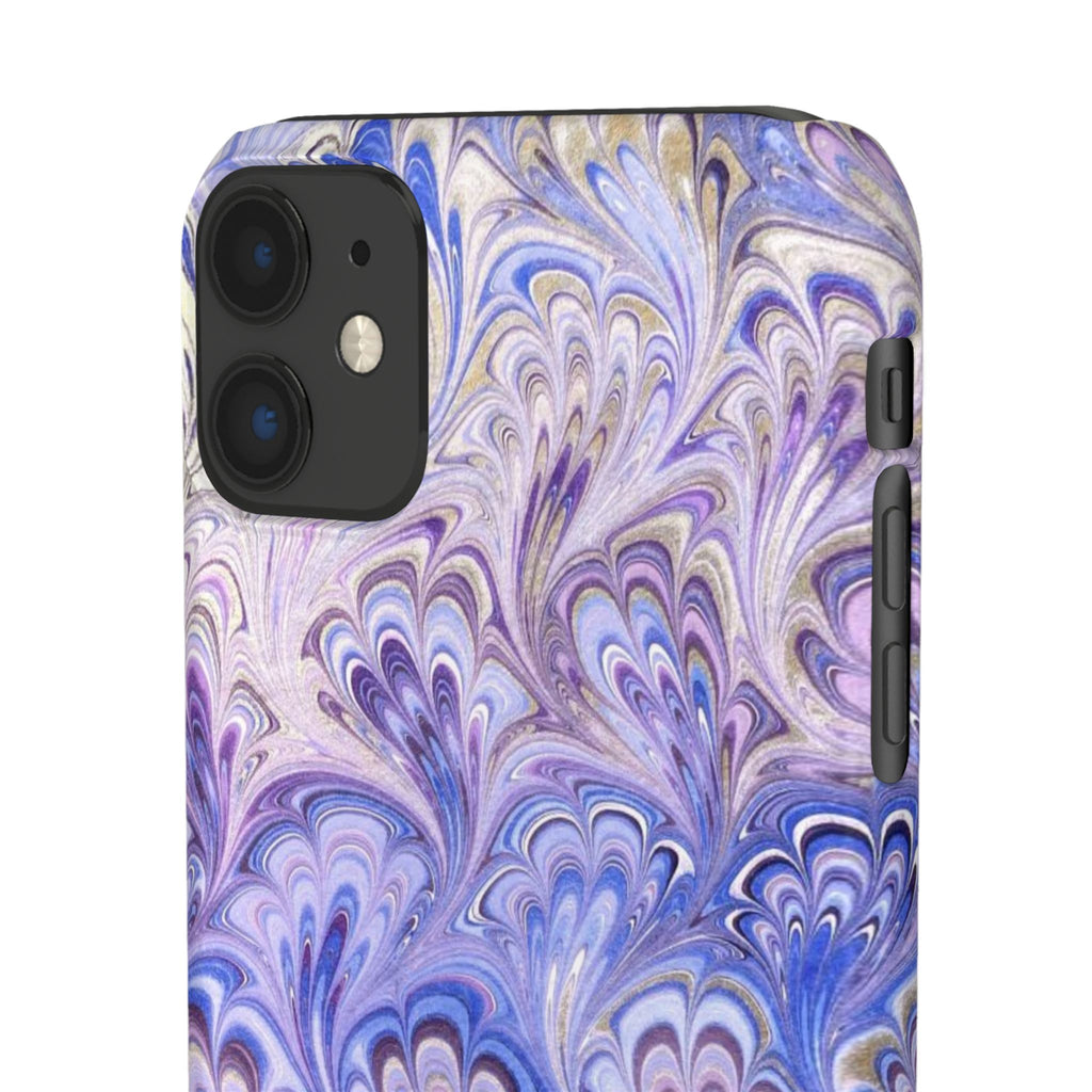 Marbled Feather Lavender + Purple Swirl - Single Layer Slim Phone Case