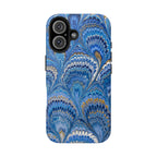 Blue Vintage Peacock Marbled Tough Phone Case - Dual Layer