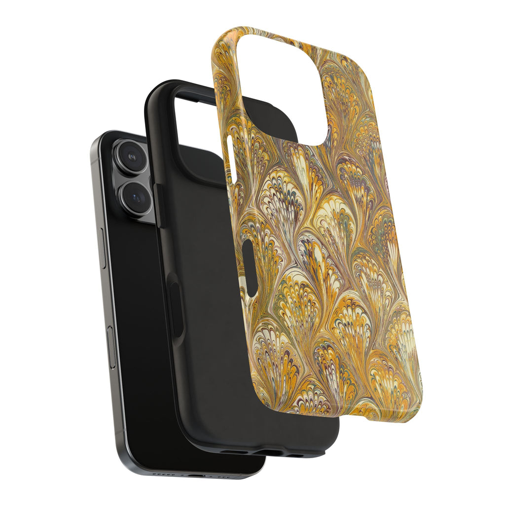 Golden Yellow Florentine Flow Marbled Design Dual Layer Phone Case