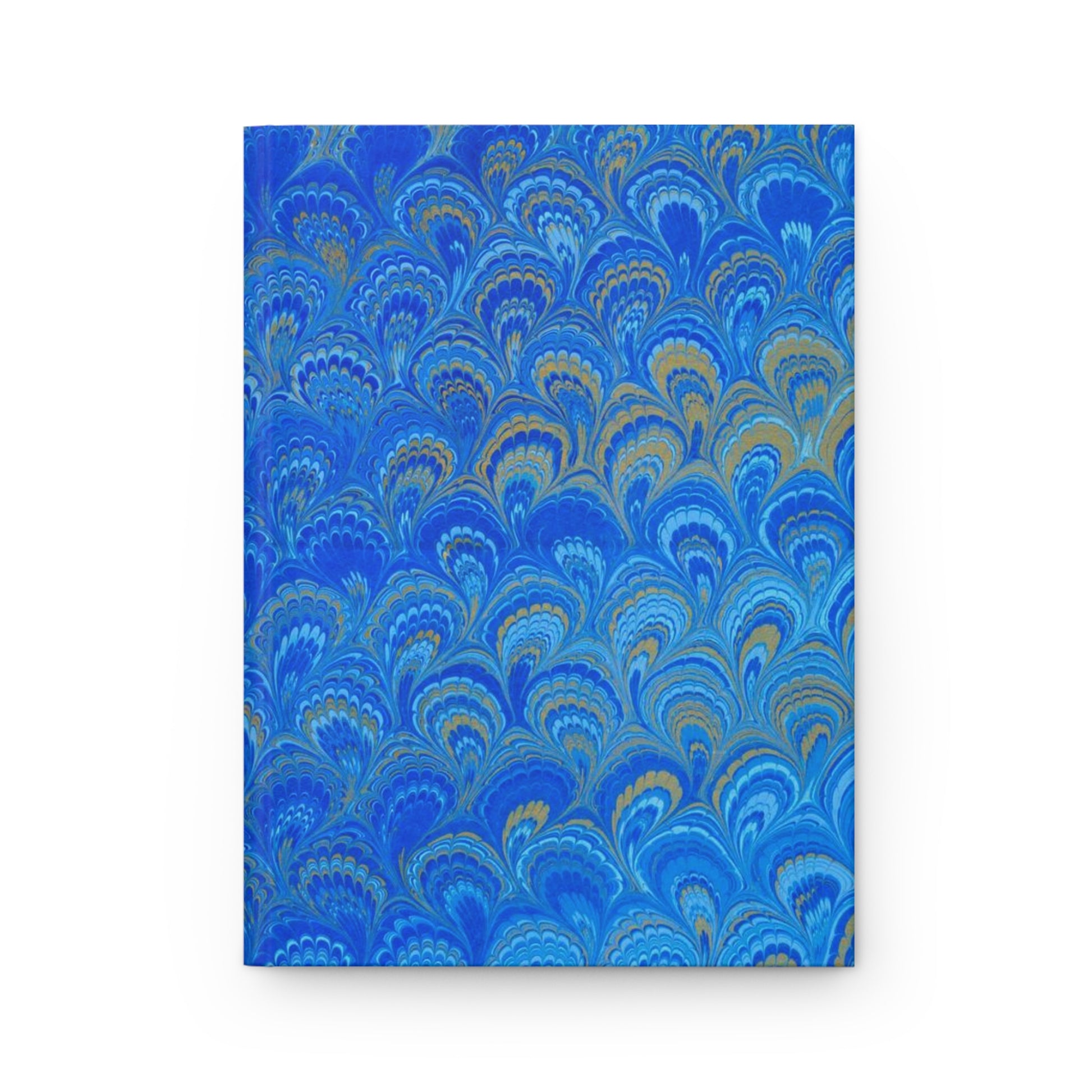 Blue Hand-Painted Italian Feather Marble Design on Hardcover Journal Matte