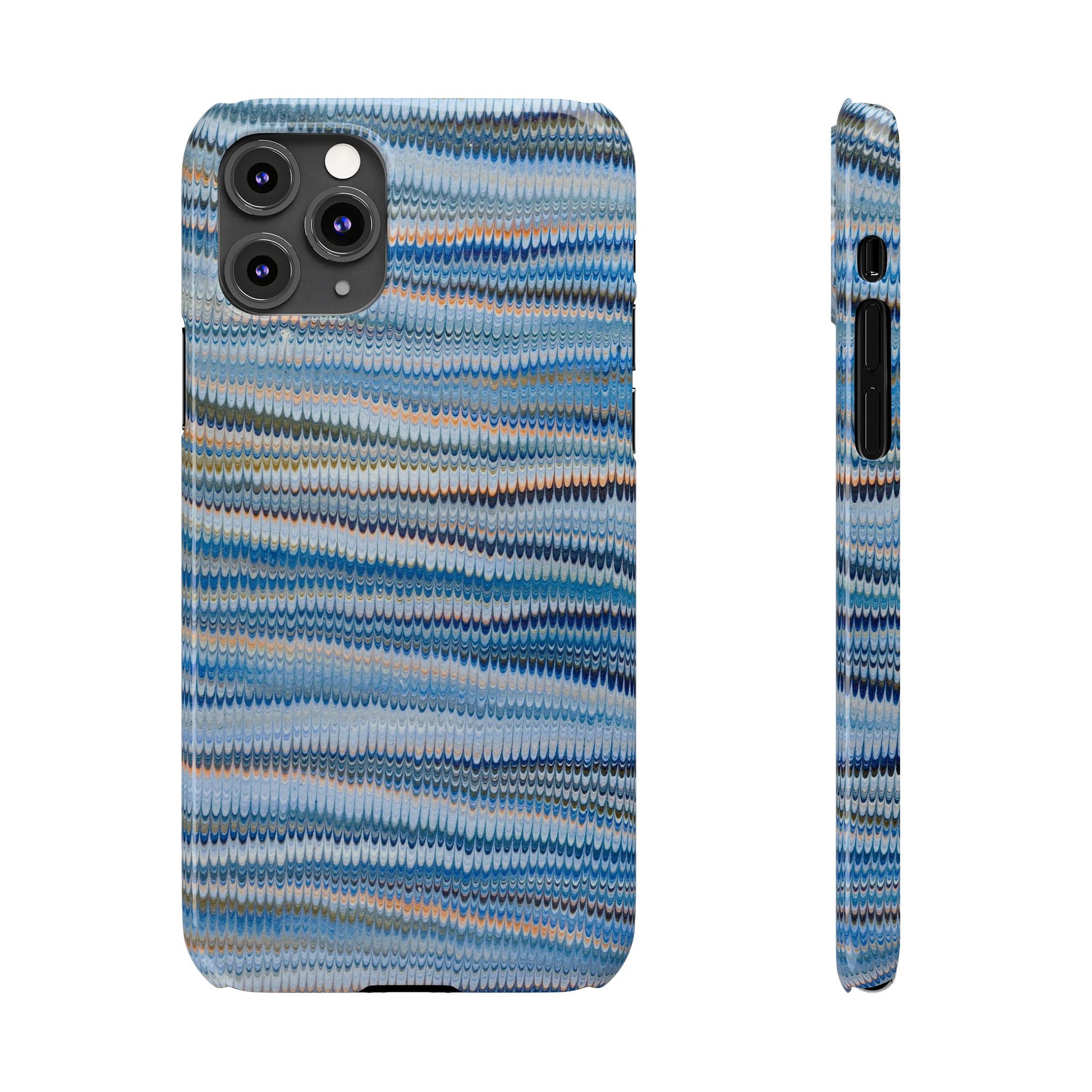 Blue Italian Hand-Painted and Vintage Marbled Inspired Paper Design, Italy Feather Phone Case, iPhone15 Case and all iPhone Case Sizes