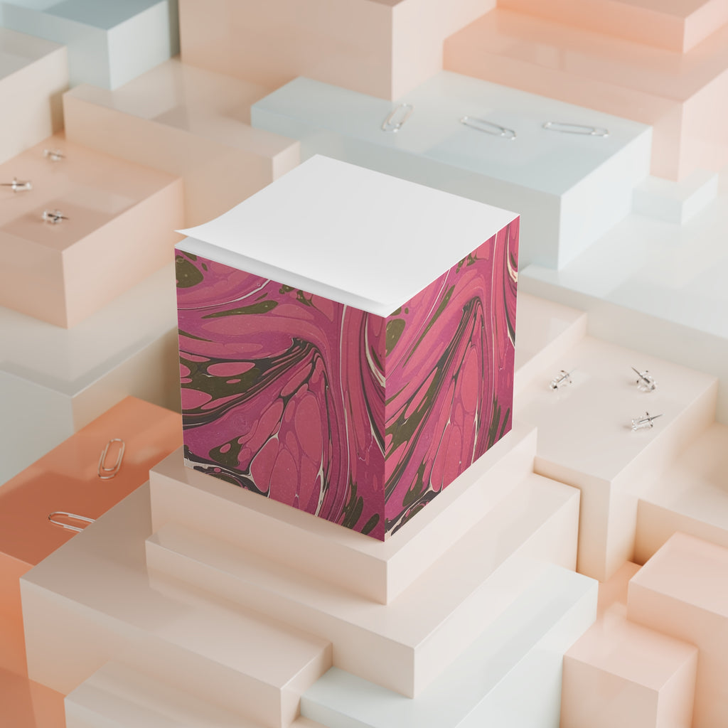 Italian Marbled Pink Note Cube, Decorative Note Block
