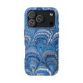 Blue Vintage Peacock Marbled Tough Phone Case - Dual Layer