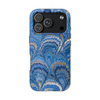 Blue Vintage Peacock Marbled Tough Phone Case - Dual Layer