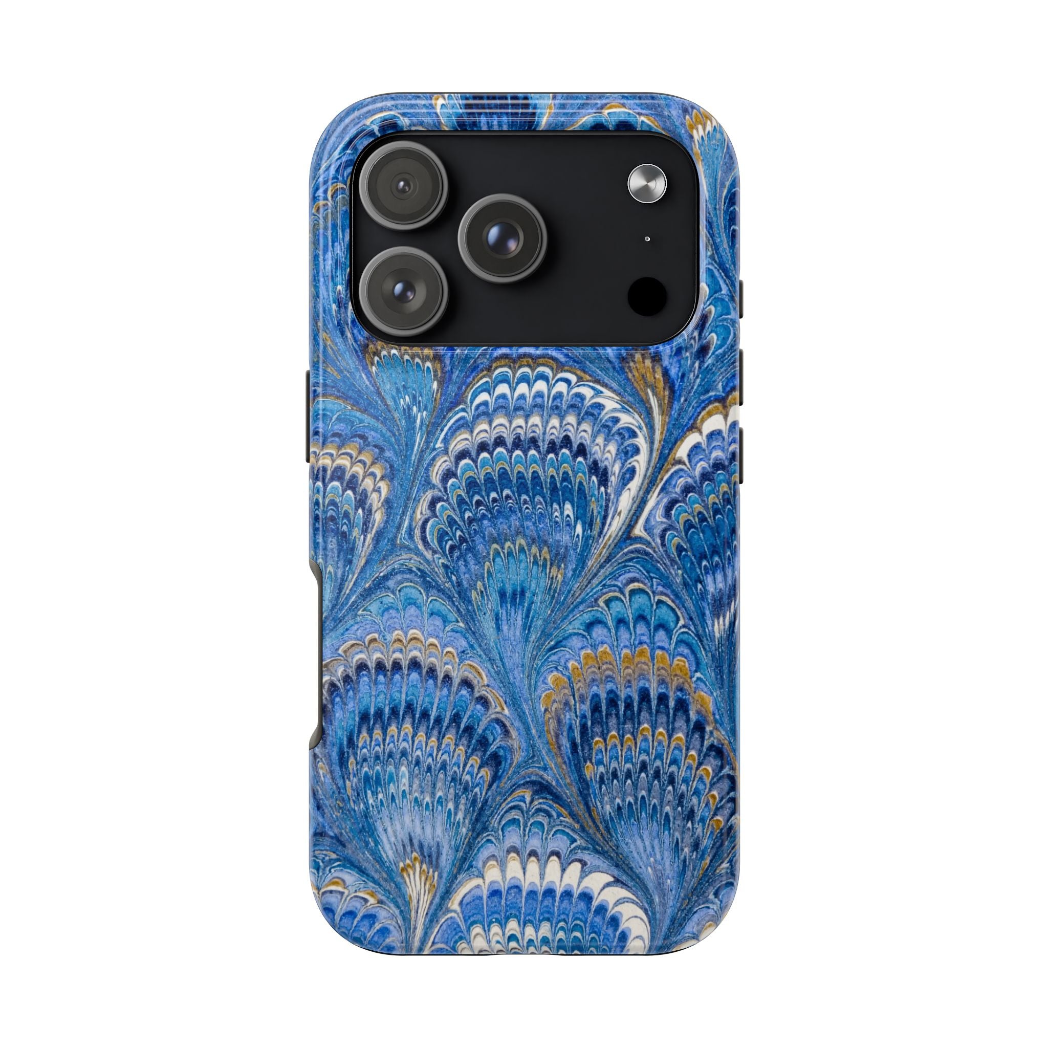 Blue Vintage Peacock Marbled Tough Phone Case - Dual Layer