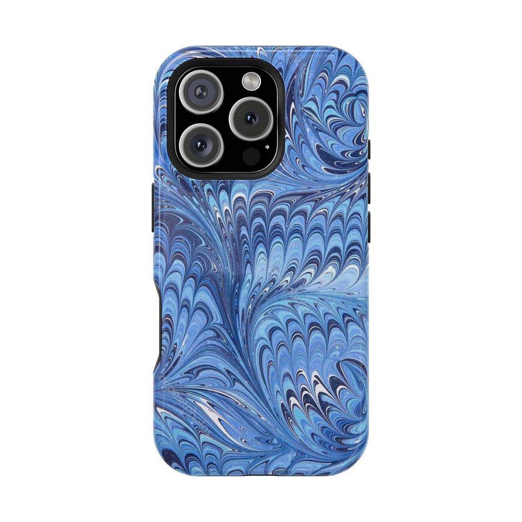 Blues Marbled Magnetic MAG SAFE Double Cover Phone Case