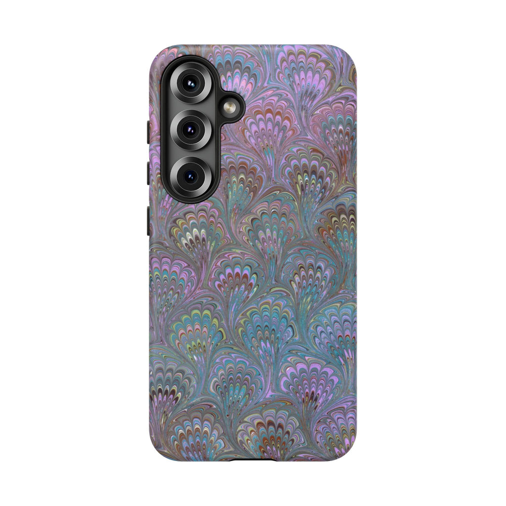 Lavender Marbled Peacock Durable Phone Case - Matte or Glossy