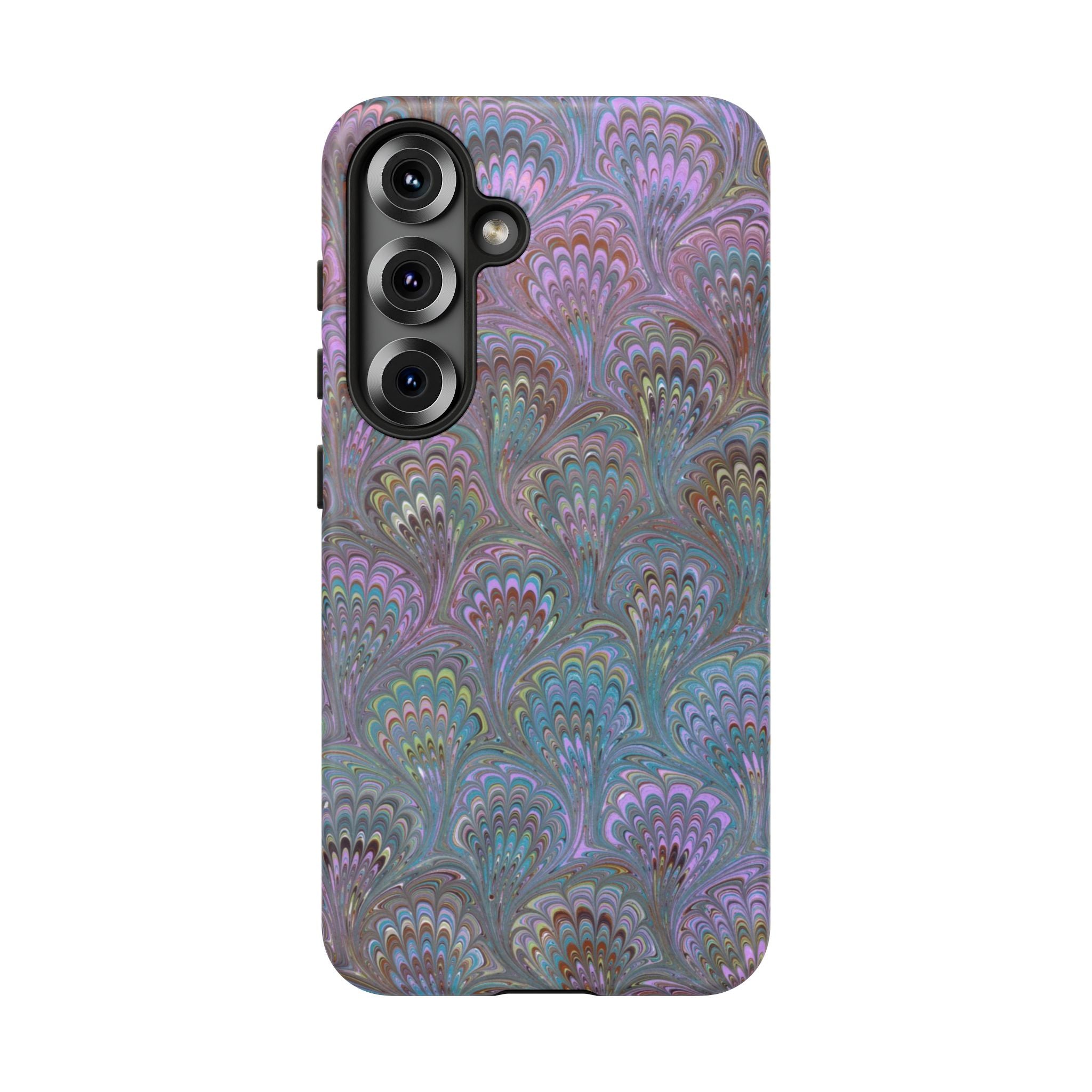Lavender Marbled Peacock Durable Phone Case - Matte or Glossy