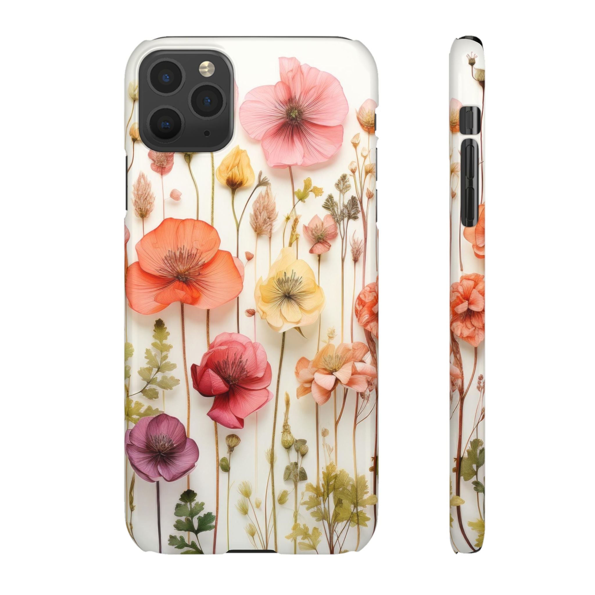 Pink Floral Pressed Flowers - Slim Case