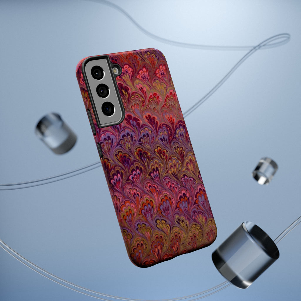 Red, Burgundy, Lavender Italian Peacock Feather Design Phone Case