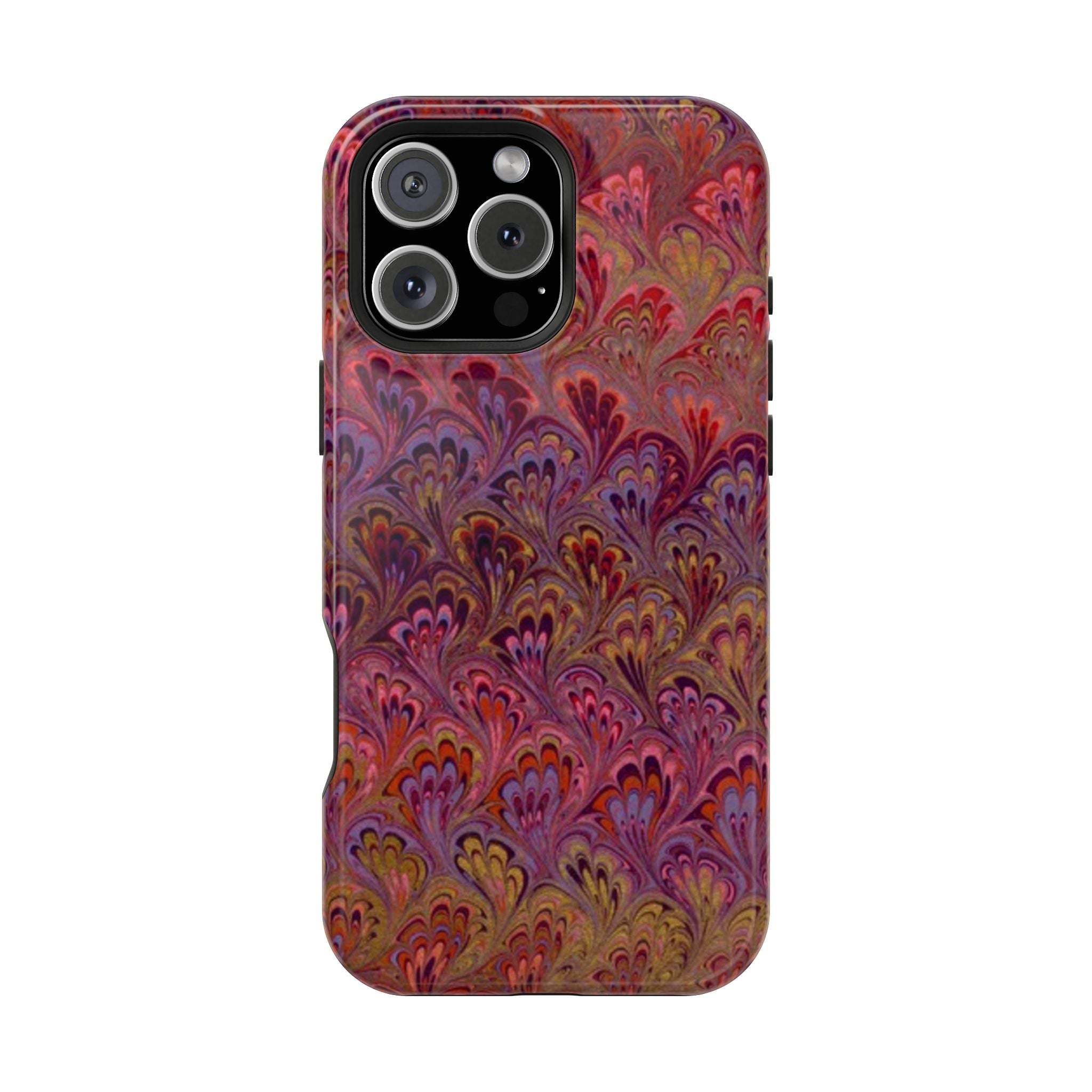 Red, Burgundy, Lavender Italian Peacock Feather Design Phone Case
