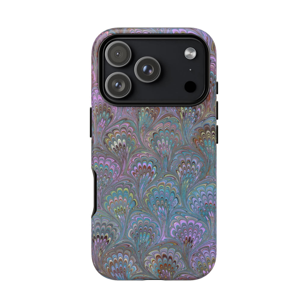 Lavender Marbled Peacock Durable Phone Case - Matte or Glossy