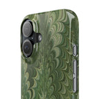 Green Marbled Slim Phone Case — Botanical Swirl Pattern Slim Case