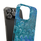 Blue + Green Marble Swirl Phone Case - Single Layer Slim Case