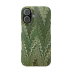 Green Marbled Slim Phone Case — Botanical Swirl Pattern Slim Case