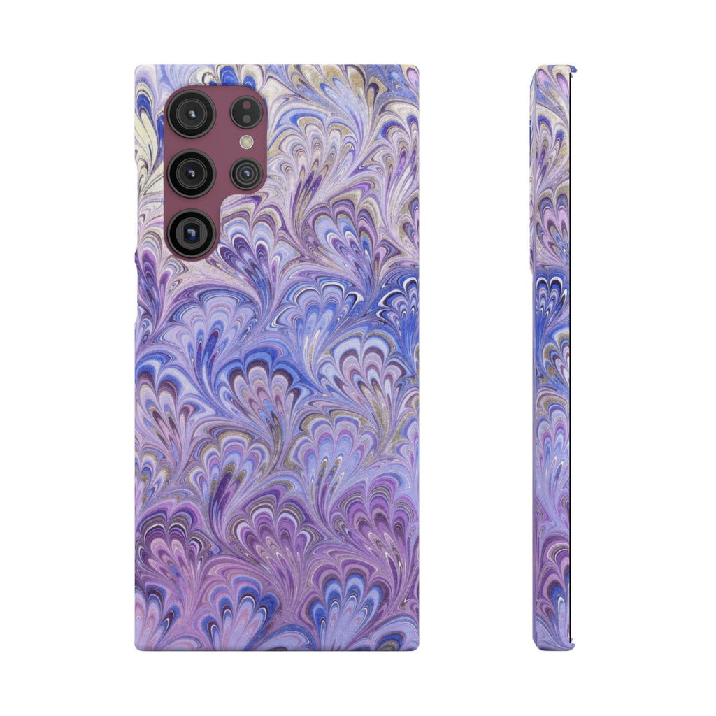 Marbled Feather Lavender + Purple Swirl - Single Layer Slim Phone Case