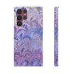 Marbled Feather Lavender + Purple Swirl - Single Layer Slim Phone Case