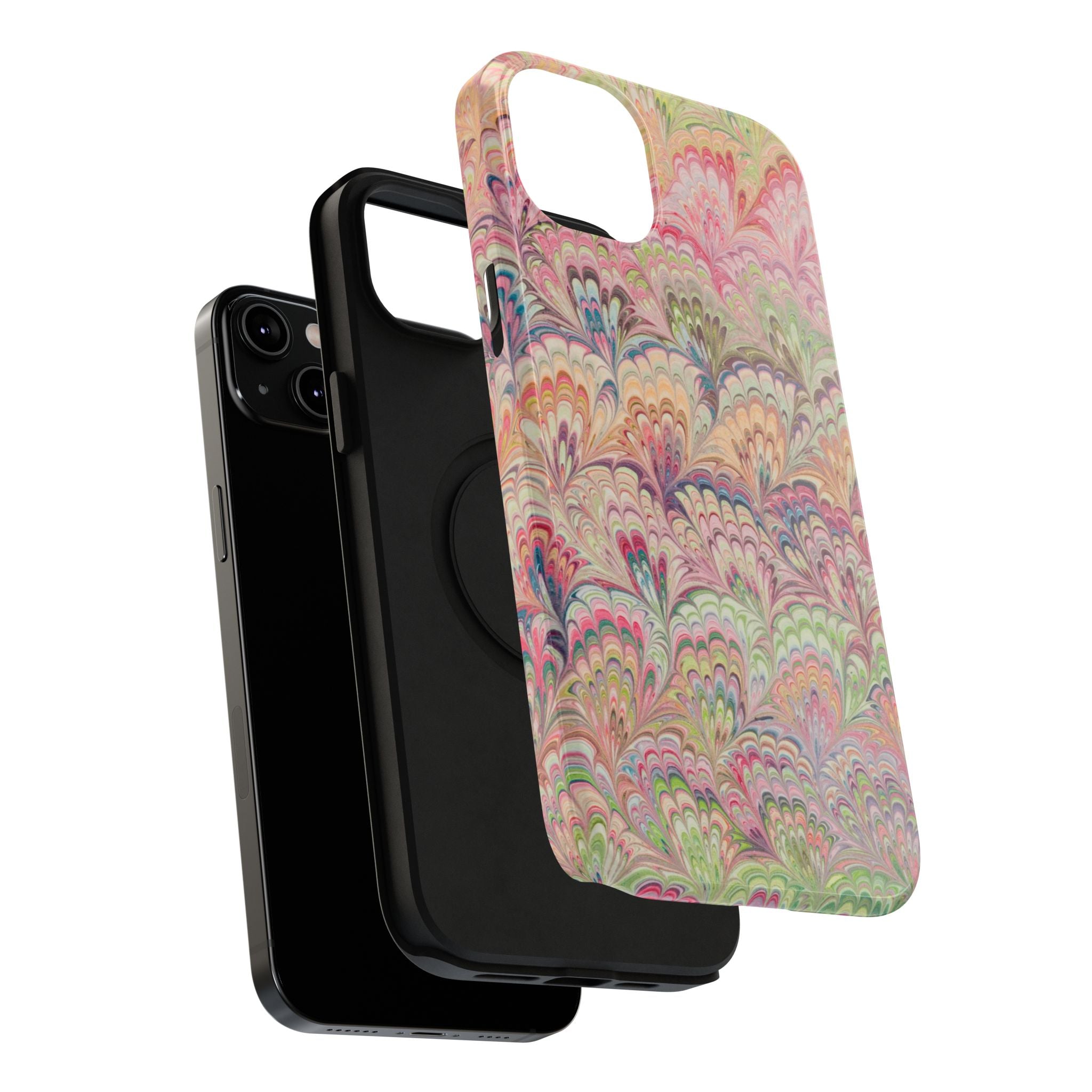 Marbled Pastel Pink and Green Impact-Resistant Phone Case for Apple + Samsung