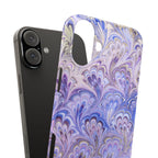 Marbled Feather Lavender + Purple Swirl - Single Layer Slim Phone Case