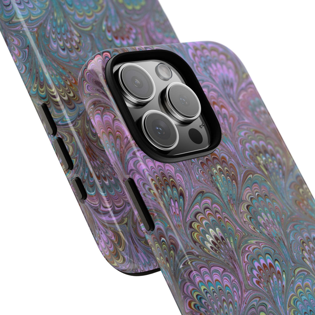 Lavender Marbled Peacock Durable Phone Case - Matte or Glossy