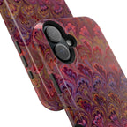 Red, Burgundy, Lavender Italian Peacock Feather Design Phone Case