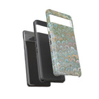 Blue and Green Feather Marbled Phone Case — Dual Layer - Tough Protective Phone Cover