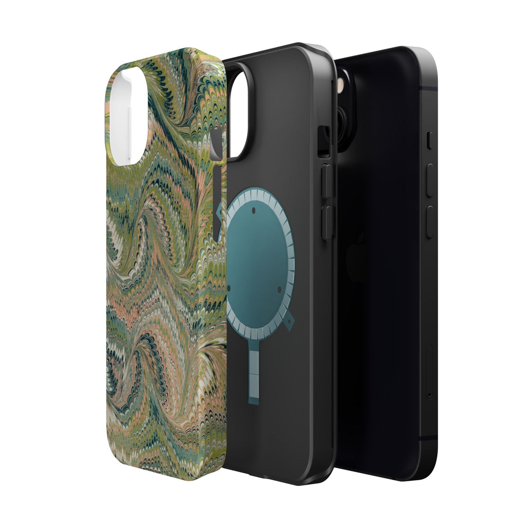 Green Pastel Italian Marble Design Magnetic MAG SAFE High Impact iPhone Cases