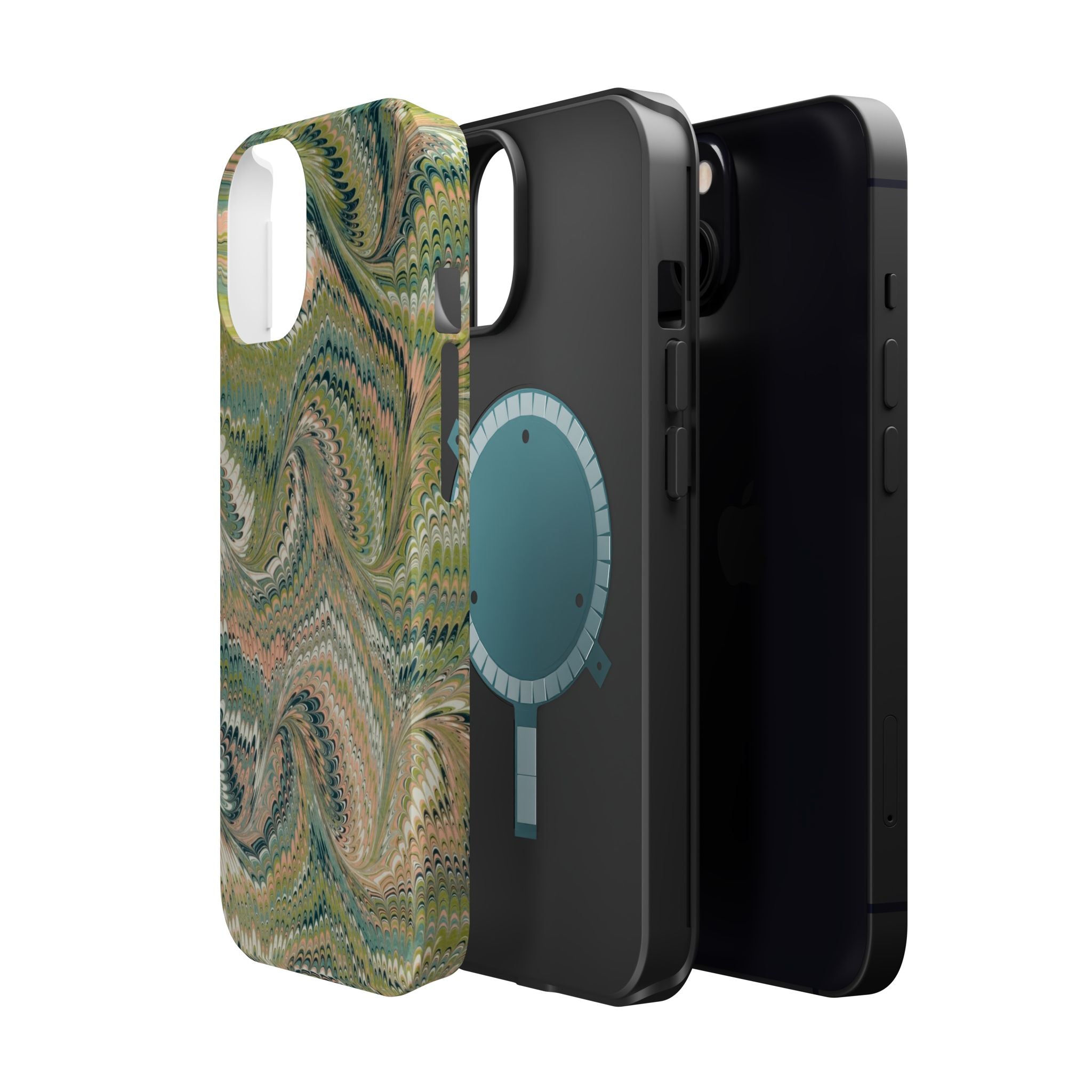 Green Pastel Italian Marble Design Magnetic MAG SAFE High Impact iPhone Cases