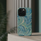 Aqua + Green Marble Phone Case - Impact-Resistant MAG SAFE - Dual Cover Design
