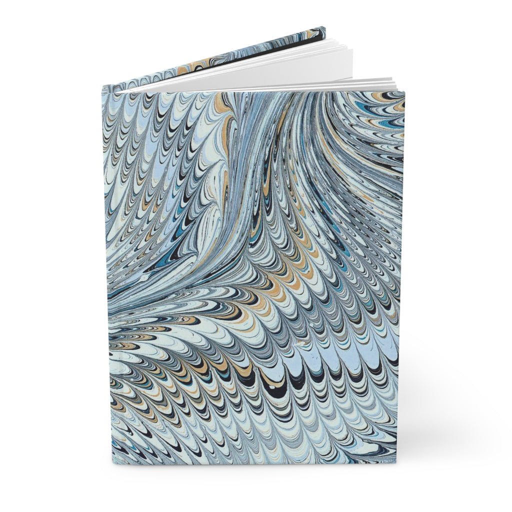 Blue Vintage Italian Marble Hardcover Journal Matte, Hand-Painted Design, Artistic Notebook, Writing Diary, Lined Pages - Unique Gift