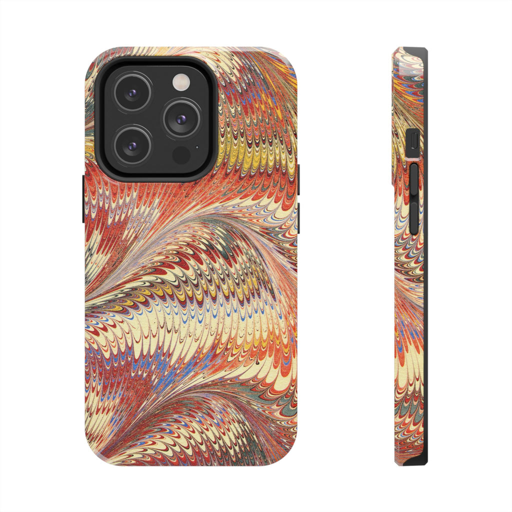 Marbled Swirl Tough Phone Case - Red Rust Orange Fall Colors, Heavy Duty Case. Alternative: Protective Phone Cover, Durable Smartphone Case,
