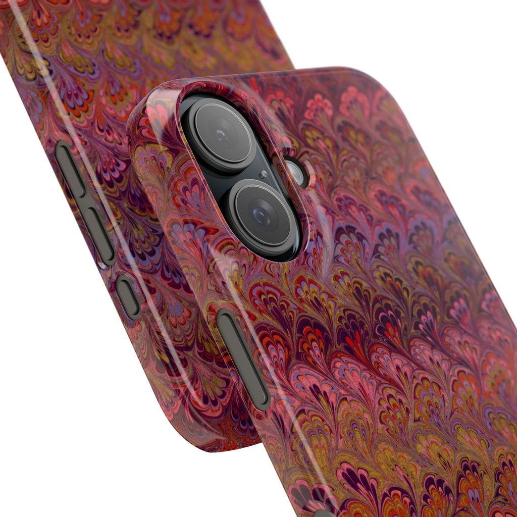 Reds, Lavenders, Marbled VIntage Design, Italian Feather Phone Case, Slim Phone Cases, IPHONE16 and all sizes