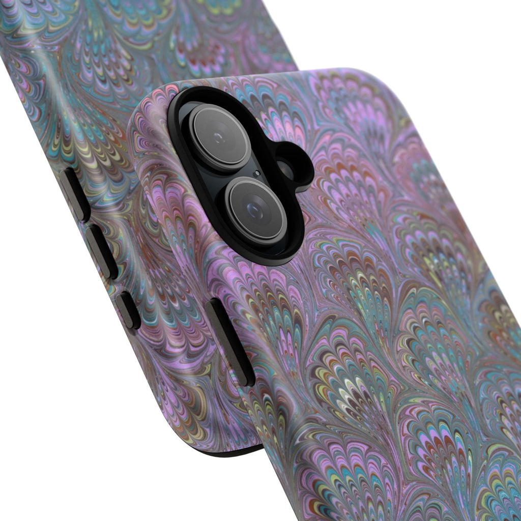Lavender Marbled Peacock Durable Phone Case - Matte or Glossy