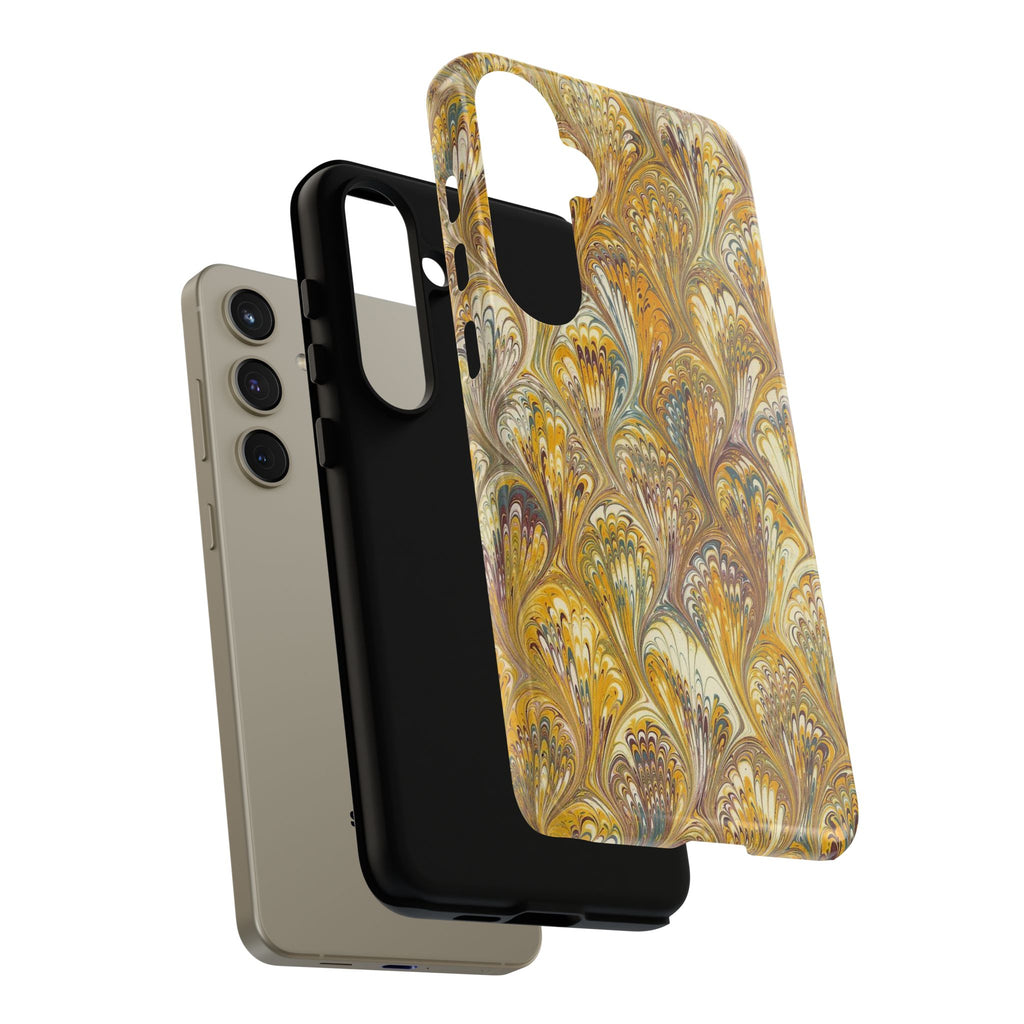 Golden Yellow Marbled Italian Phone Case - Dual Layer - Matte or Glossy