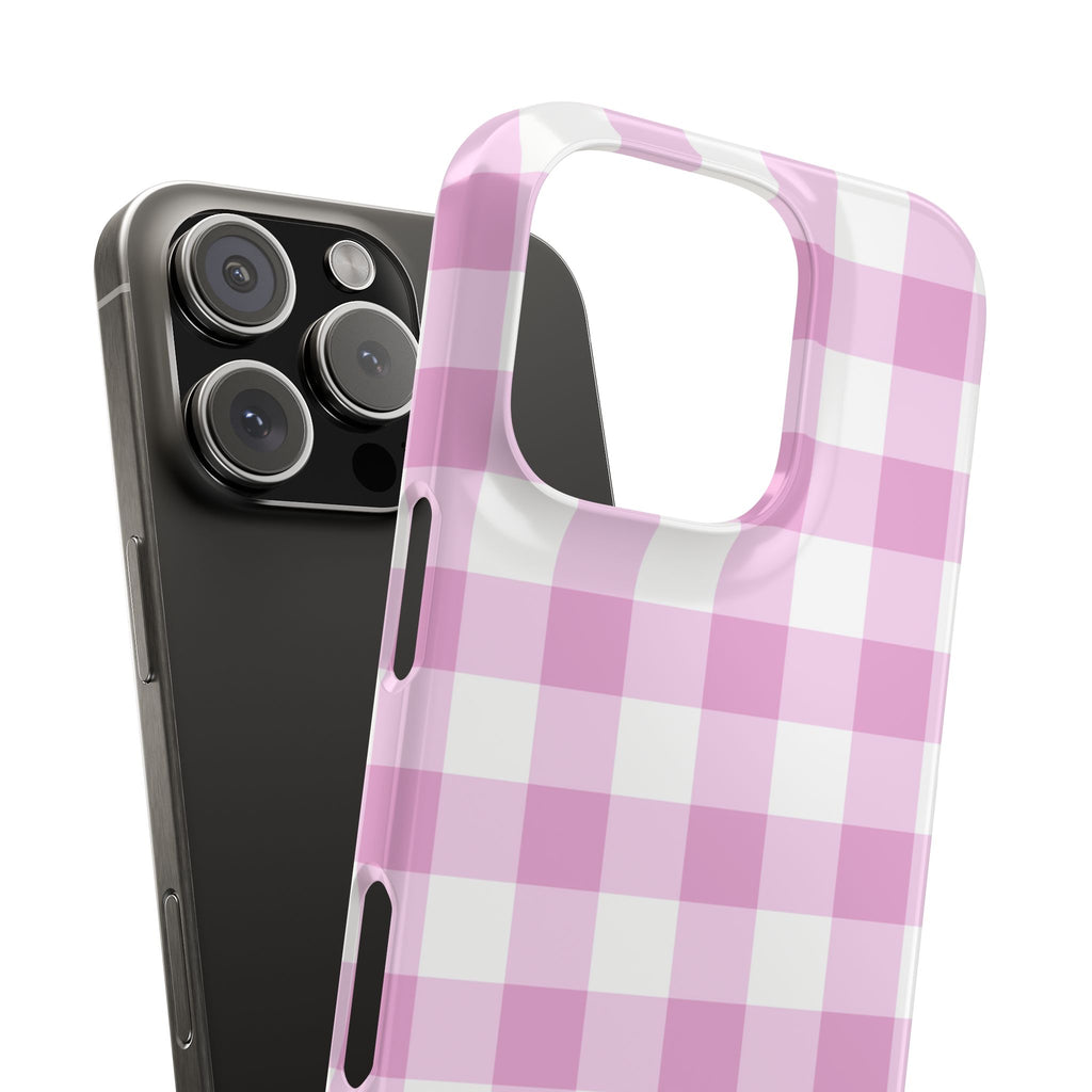 Pink + White Gingham Check Phone Case - Single Layer Slim Case