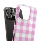 Pink + White Gingham Check Phone Case - Single Layer Slim Case