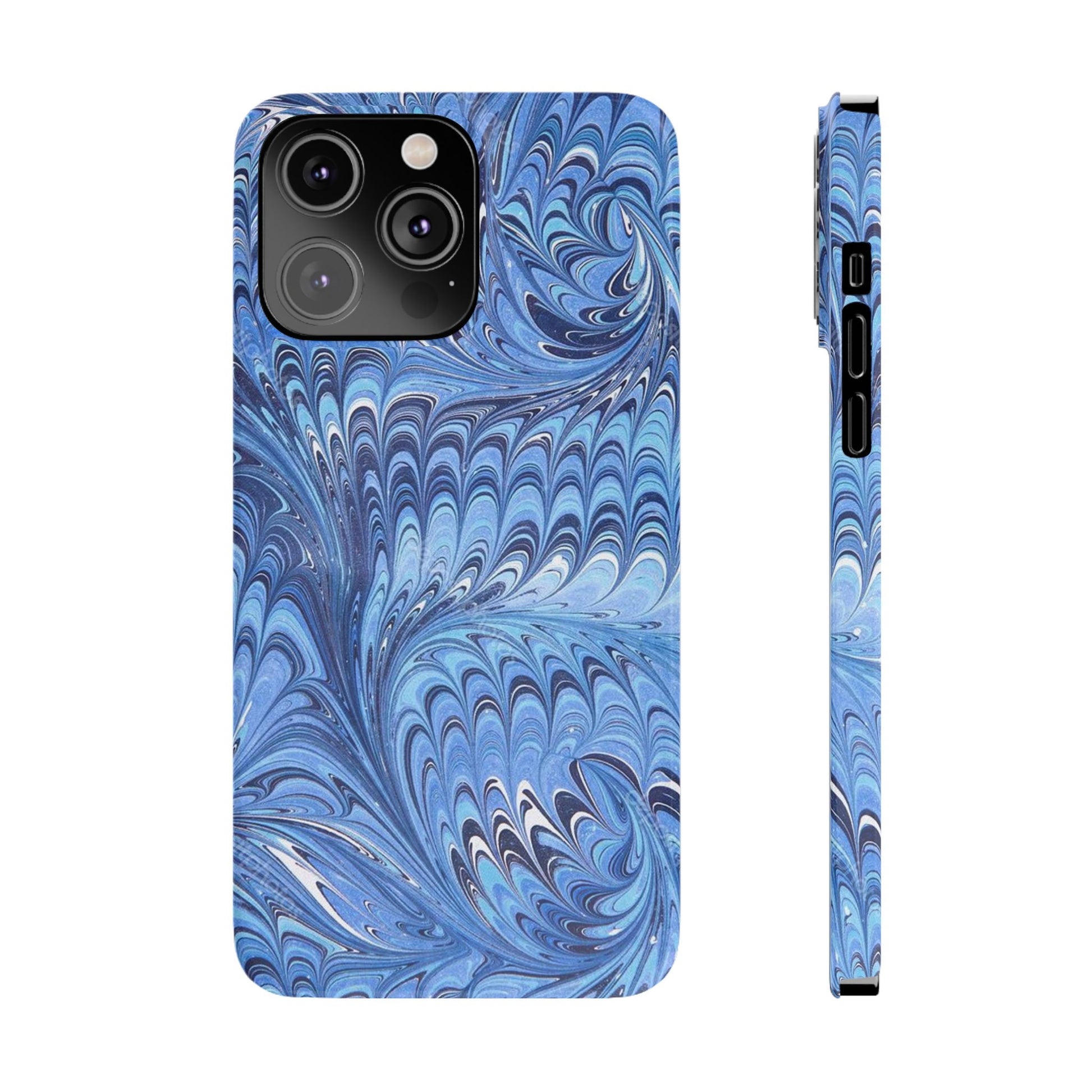Blue Italian Marbled Design, Green and Blue Pallet, Slim Phone Case
