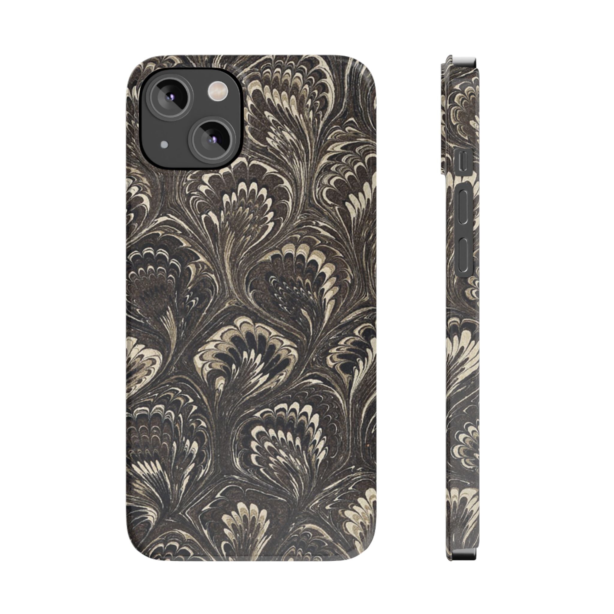 Black Italian Marble Design Slim iPhone 17 + all models Phone Cases