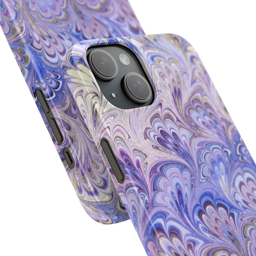 Marbled Feather Lavender + Purple Swirl - Single Layer Slim Phone Case
