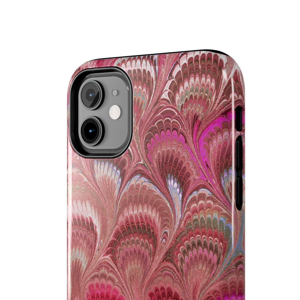 Pink Peacock Marble Italian Tough Phone Case — Durable Marbled Phone Case